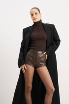 Structured Double Breasted Hourglass Coat - Black