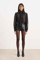 Tailored Leather Micro Shorts - Black