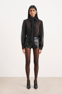 Tailored Leather Micro Shorts - Black