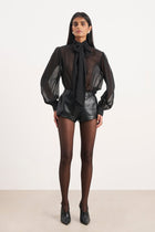 Tailored Leather Micro Shorts - Black