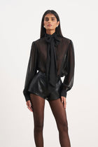 Tailored Leather Micro Shorts - Black