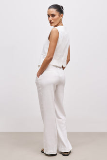 Tailored Linen Trousers - White