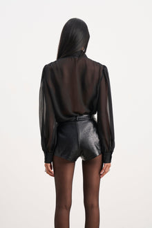 Tailored Leather Micro Shorts - Black