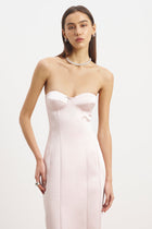 Satin Column Corset Maxi Dress - Blush