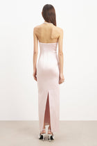 Satin Column Corset Maxi Dress - Blush