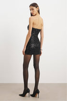 Sequin Column Corset Mini Dress - Black