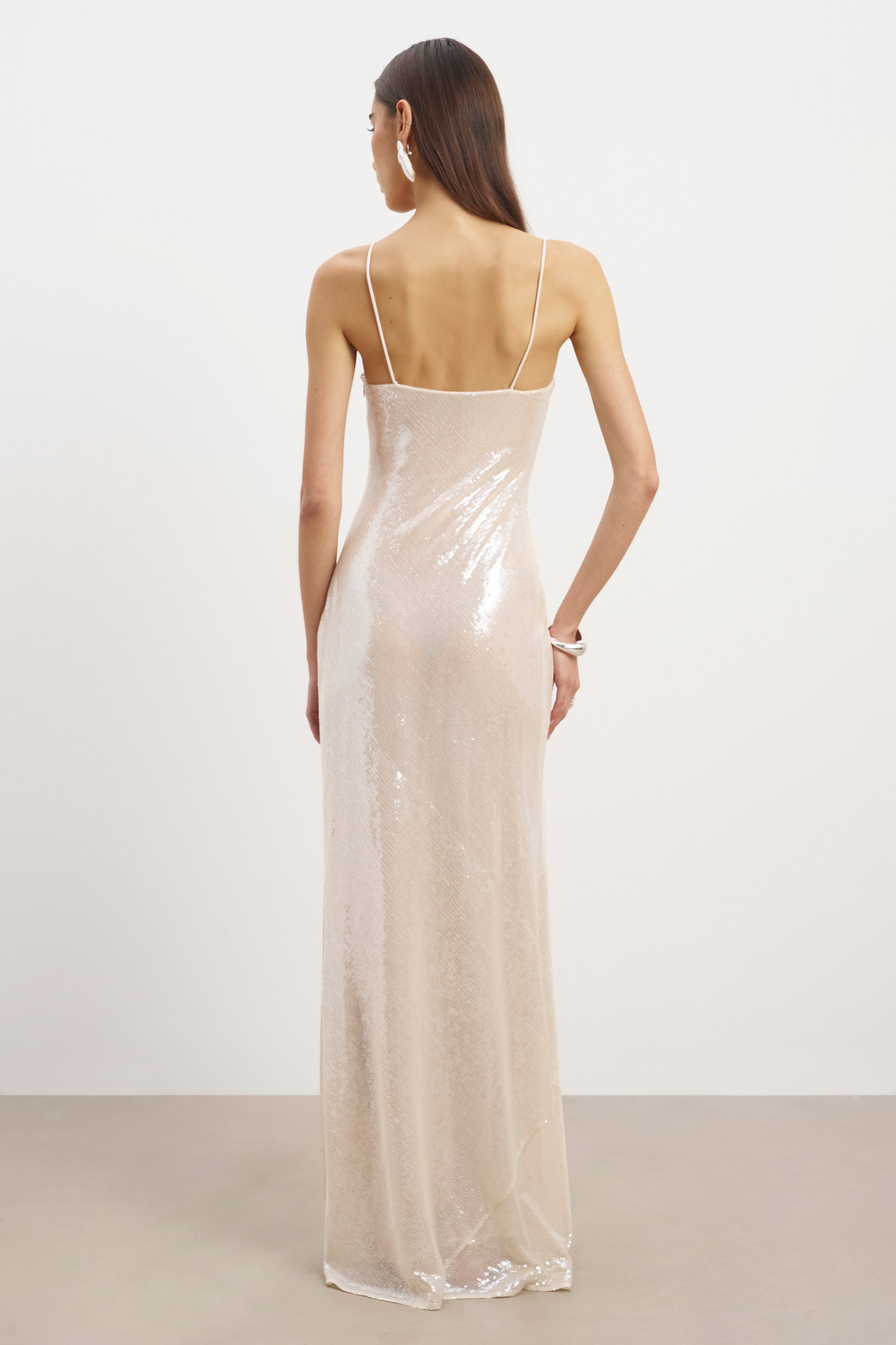 Sequin Camisole Maxi Dress - Nude