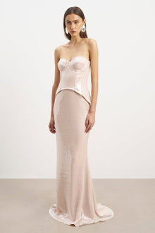Sequin Corset Gown With Sweetheart Neckline - Blush