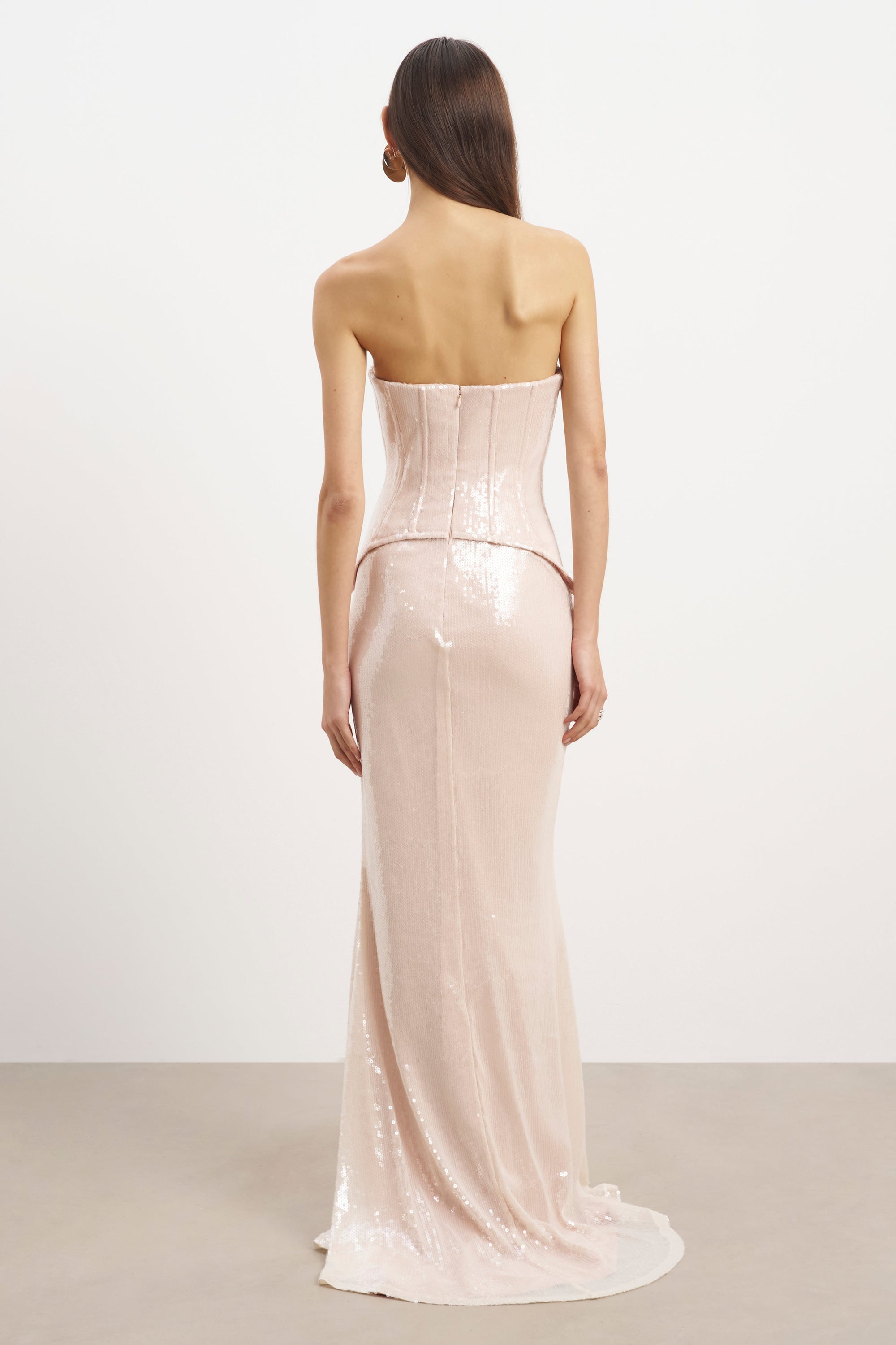 Sequin Corset Gown With Sweetheart Neckline - Blush