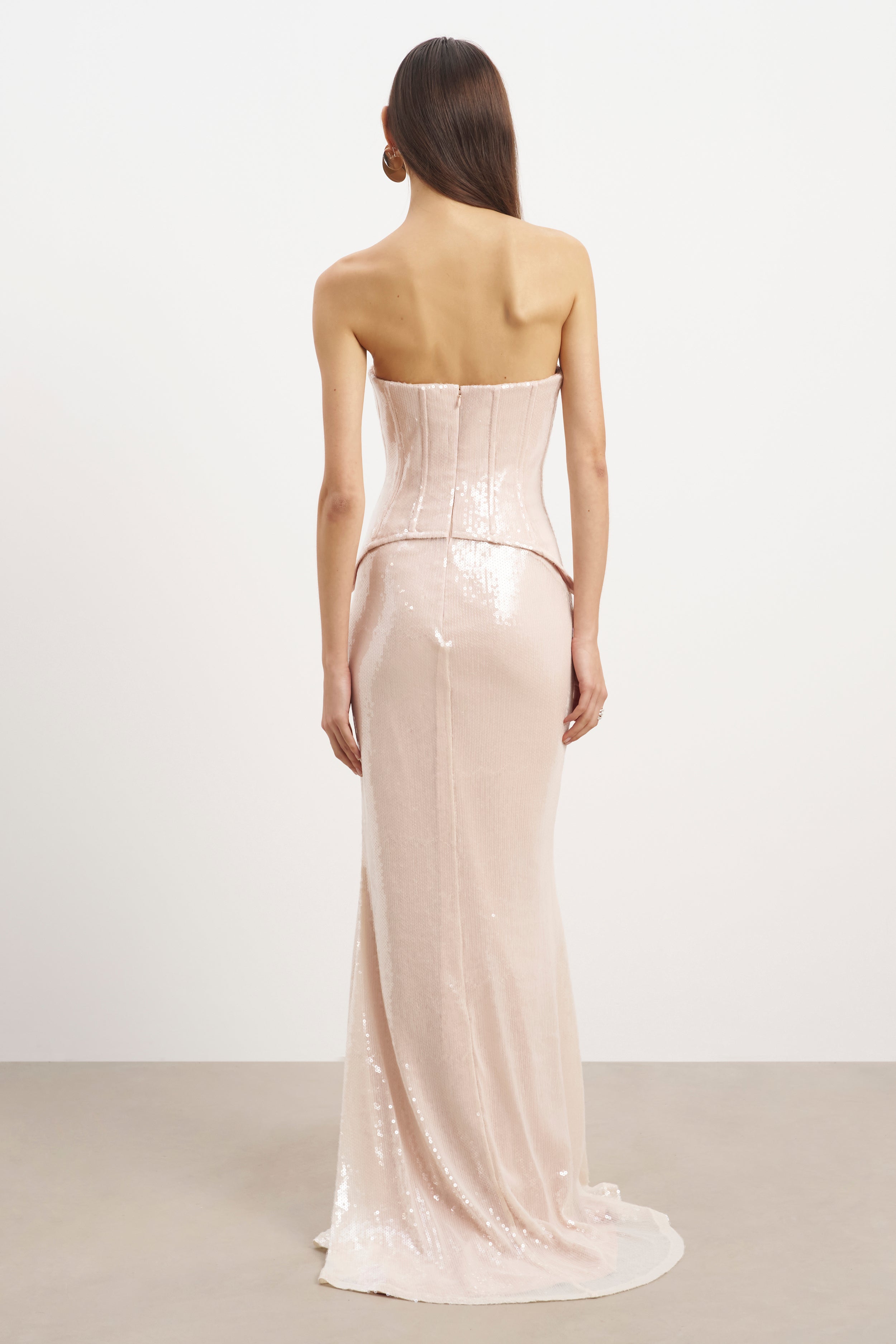 Sequin Corset Gown With Sweetheart Neckline - Blush
