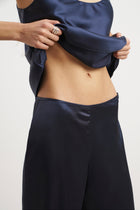 Formal Satin Straight Leg Trousers - Navy