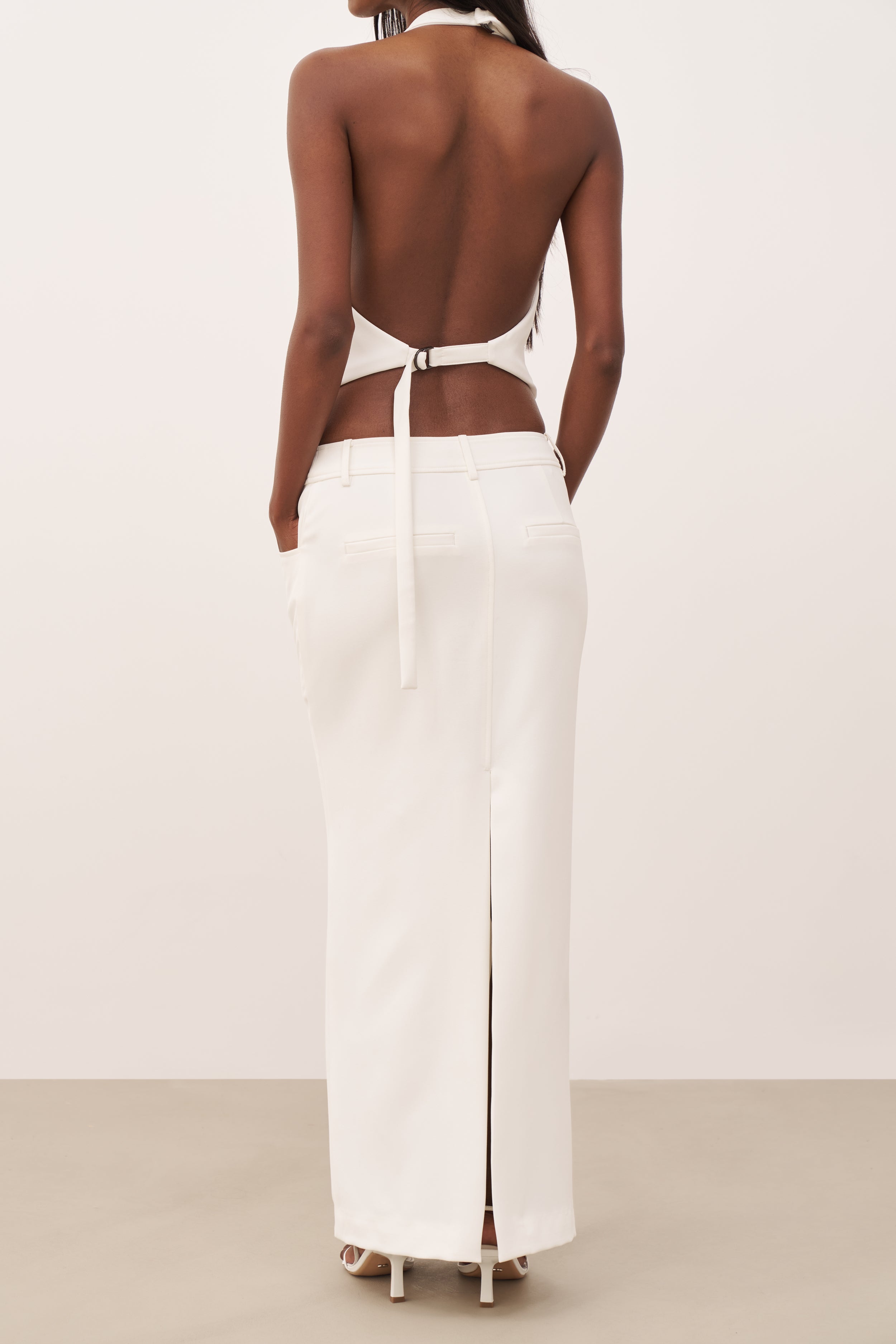 Mid Rise Effortless Maxi Skirt - White