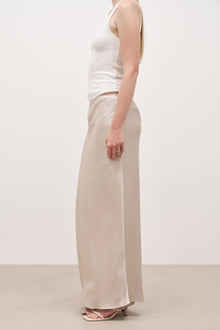 Satin Mid Rise Maxi Skirt - Champagne