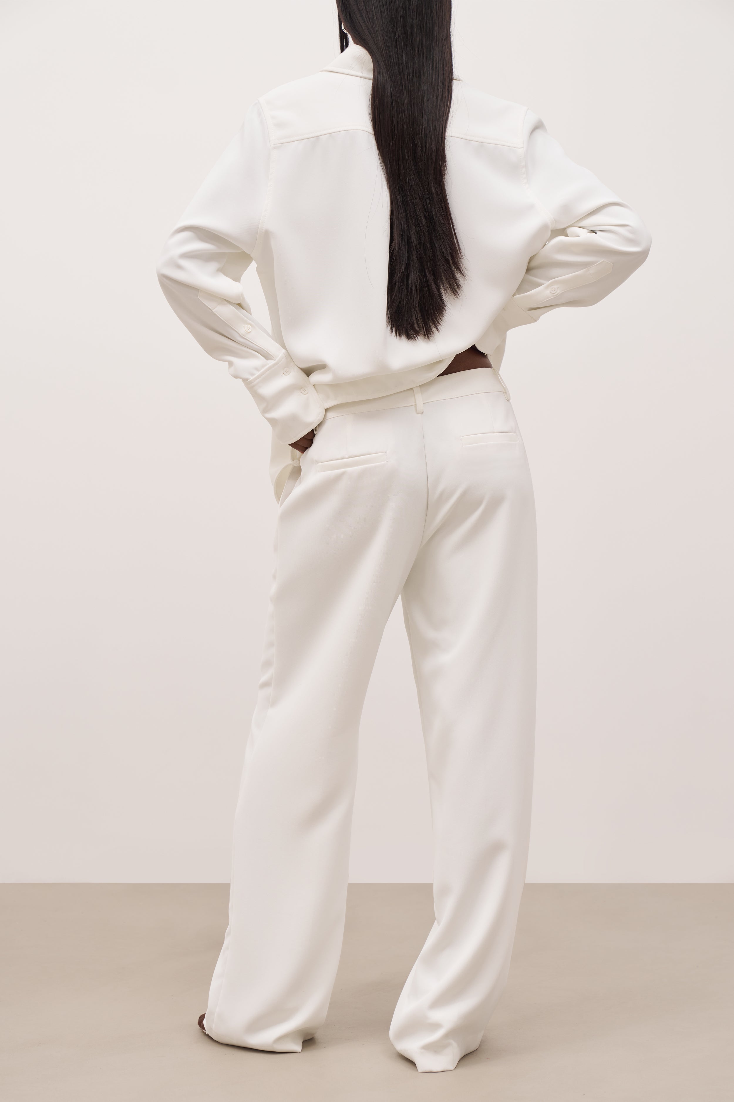 Draped Mid Rise Trousers - White