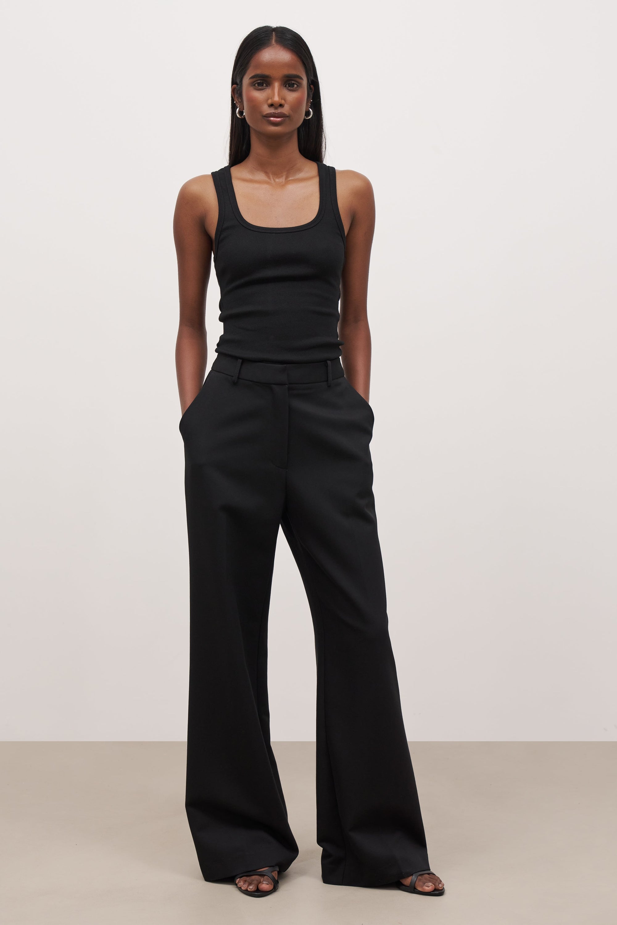 Formal Straight Leg Trousers - Black