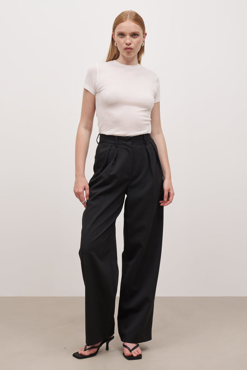 Longline Dad Trousers - Black