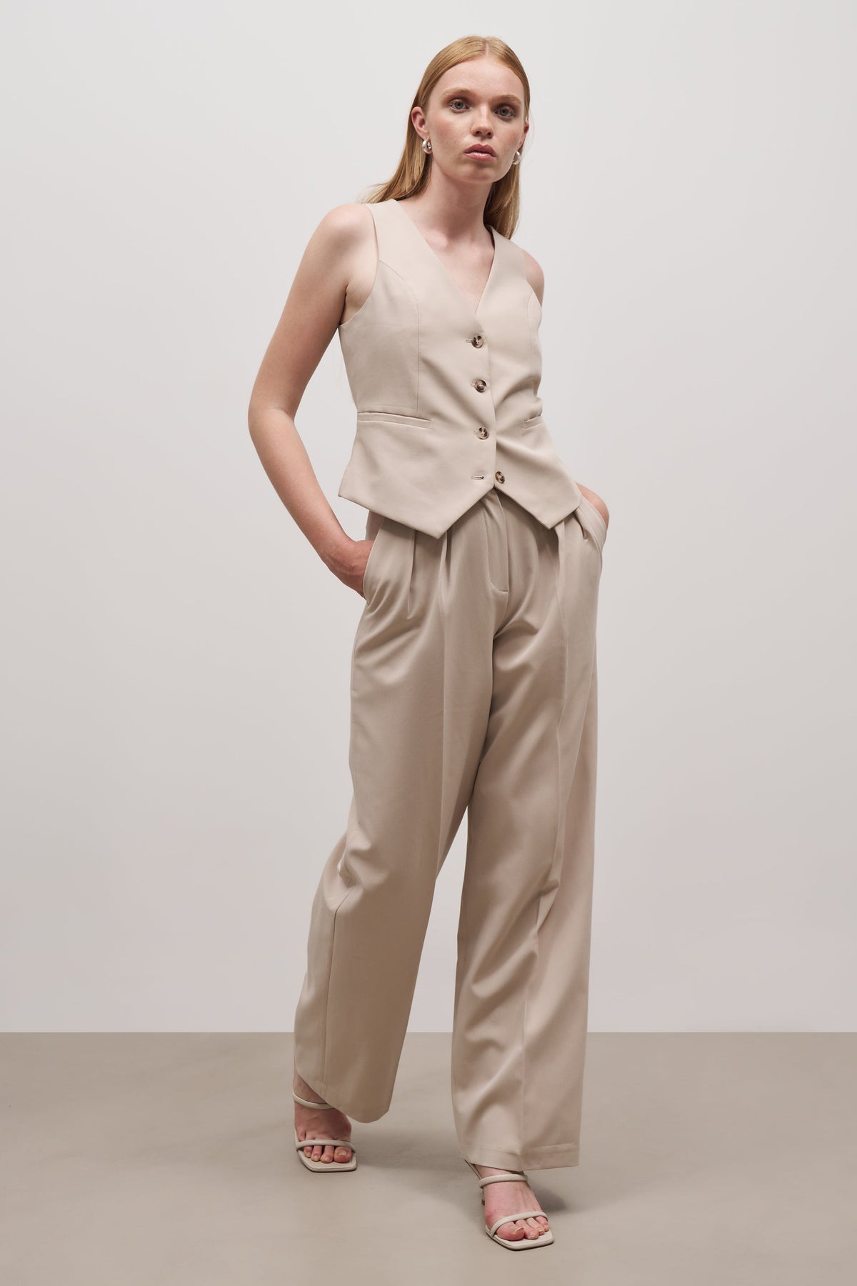 Longline Dad Trousers - Sand