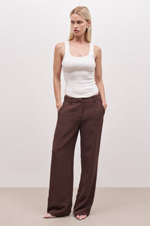 Draped Mid Rise Trousers - Truffle