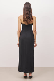 Strapless Peplum Maxi Dress - Black