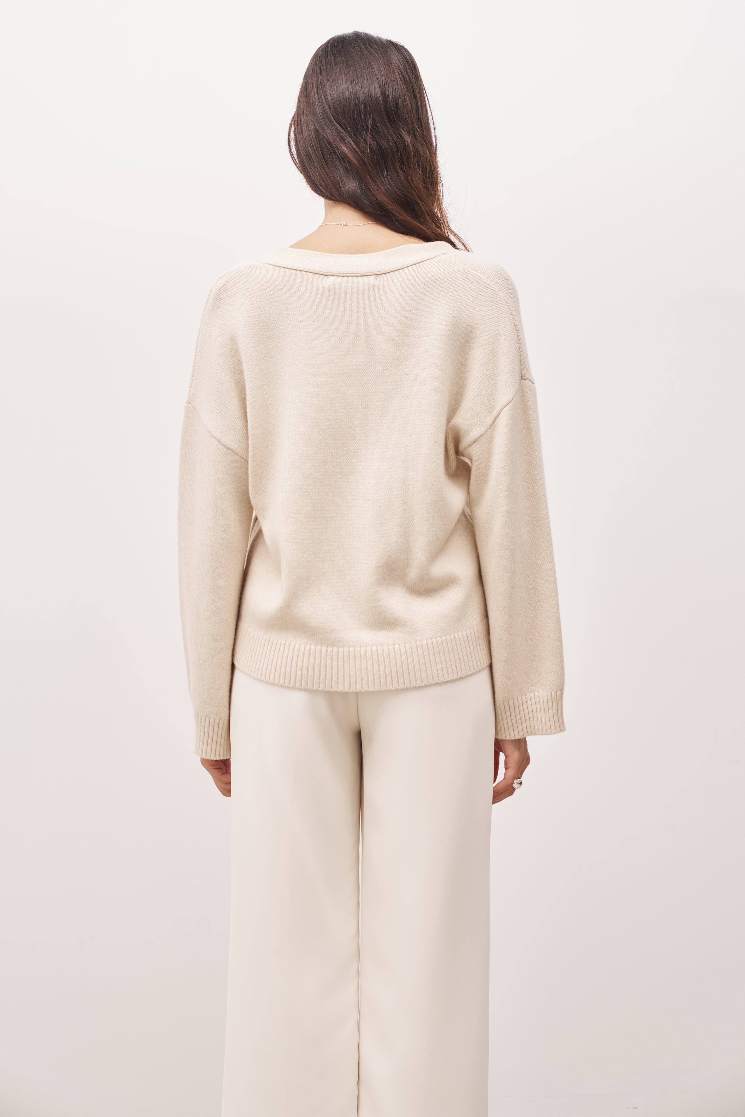 Relaxed Cashmere Blend Cardigan - Cream