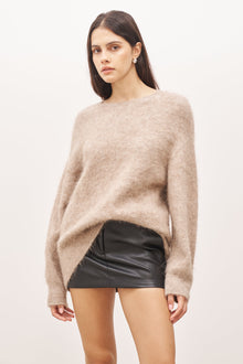 Crew Neck Alpaca Blend Jumper - Stone