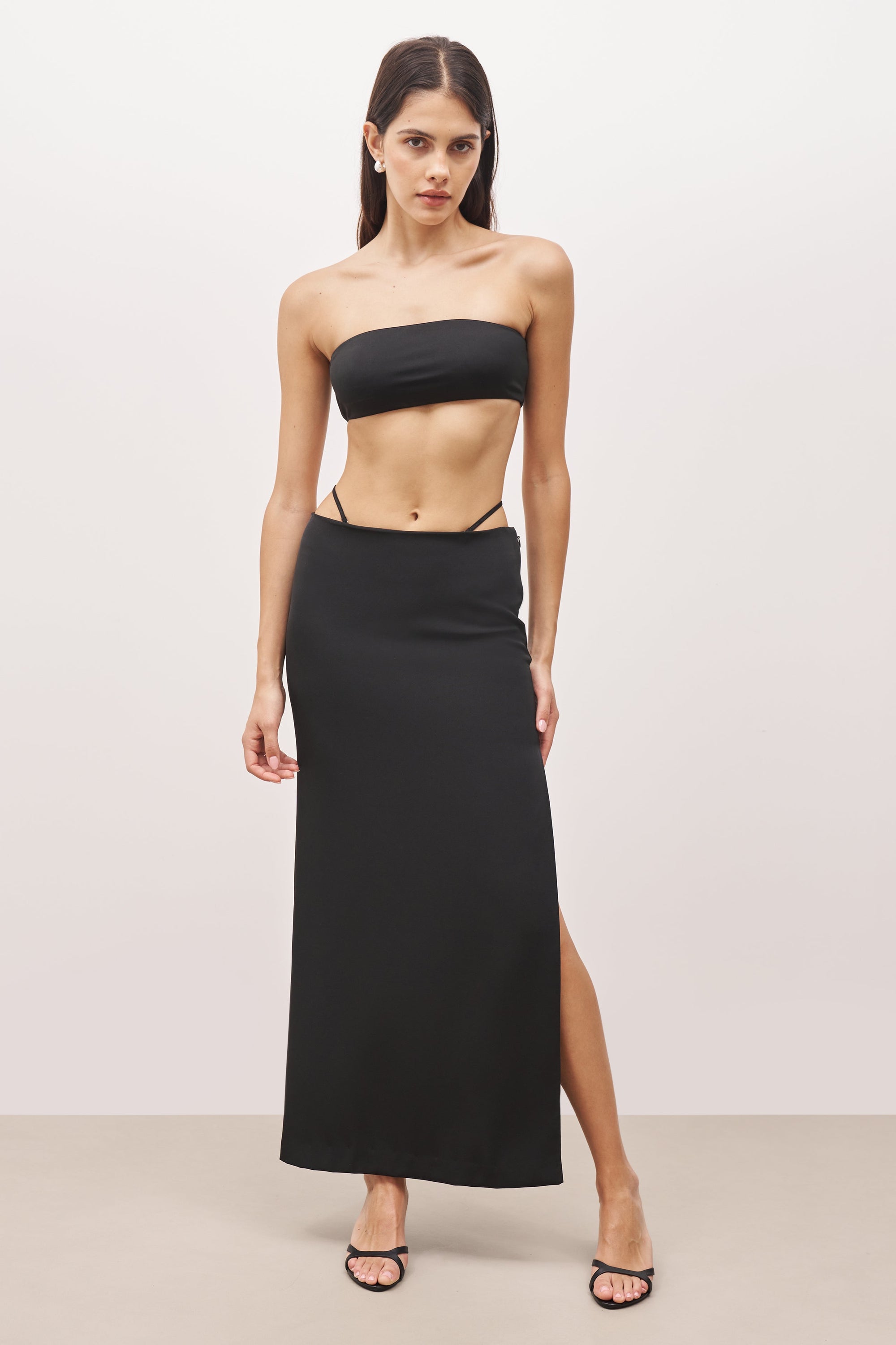 Tailored Maxi Skirt With Strap Detail Black BOA EU