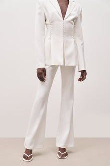 Mid Rise Flared Trousers - White