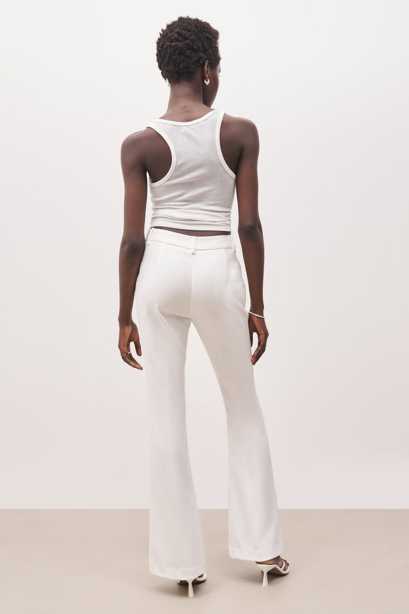 Mid Rise Flared Trousers - White