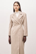 Asymmetric Tailored Longline Coat - Stone