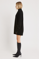 Soft Brushed High Neck Jumper Dress - Black