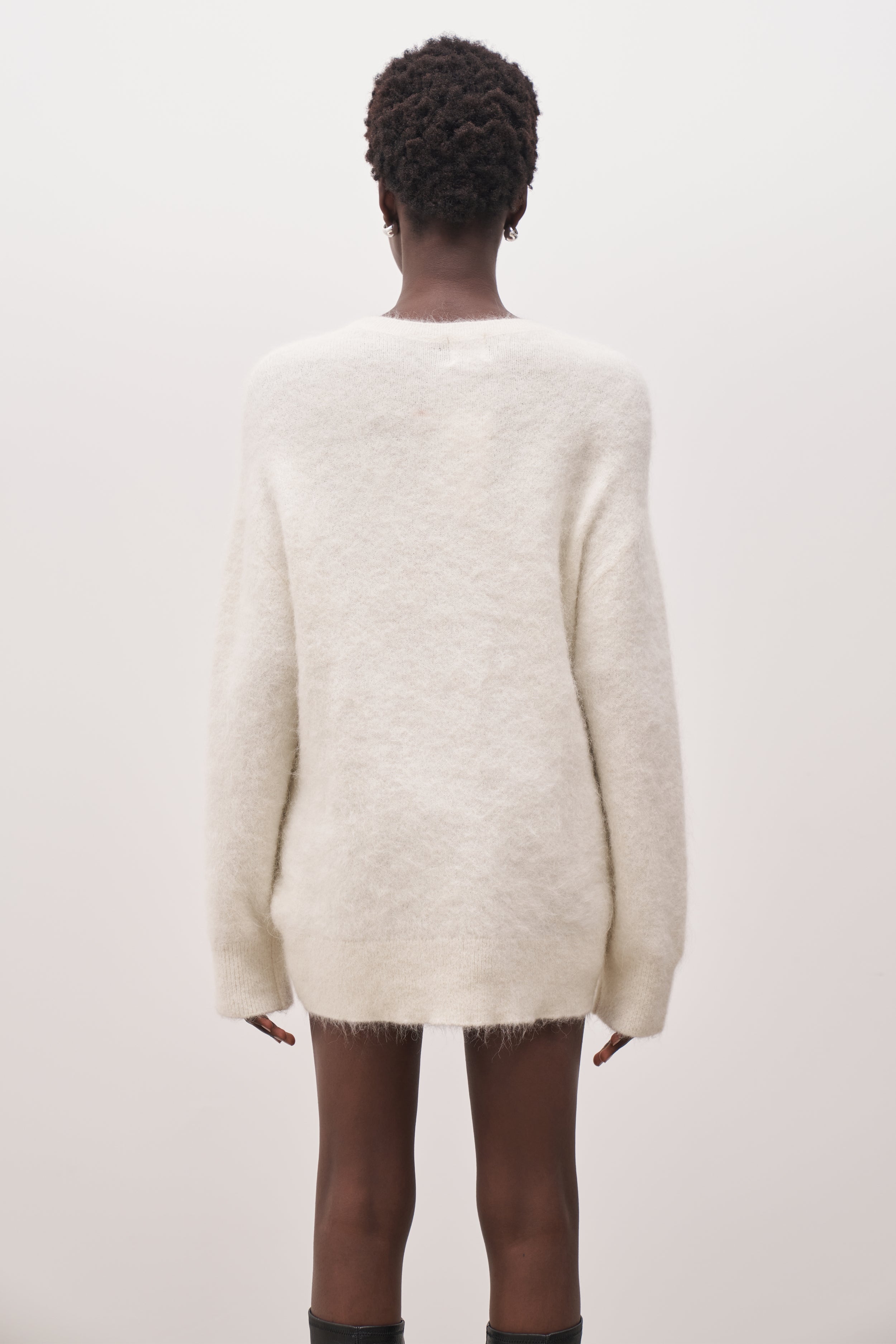 Crew Neck Alpaca Blend Jumper - Cream