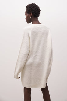 Soft Brushed Crew Neck Jumper Dress - Cream