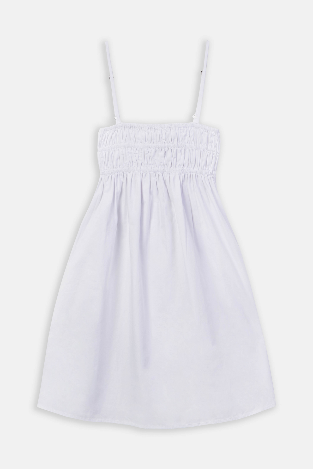 Ruched Cotton Mini Dress  - White