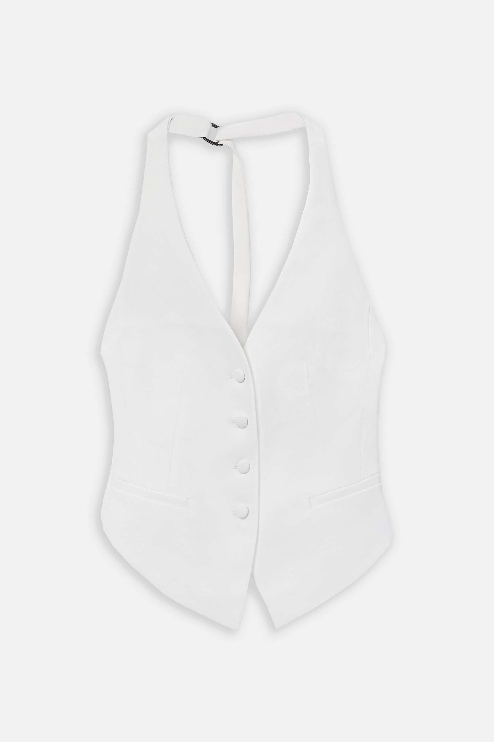 Backless Halter Waistcoat  - White