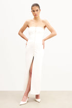 Strapless Peplum Maxi Dress - White