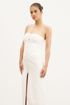 Strapless Peplum Maxi Dress - White