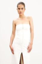 Strapless Peplum Maxi Dress - White