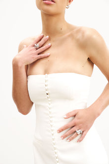 Strapless Peplum Maxi Dress - White