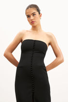 Strapless Peplum Maxi Dress - Black