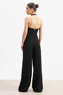 Effortless Tailored Halter Bodice Top - Black