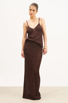 Crochet Knit Plunging Cami Top - Carob