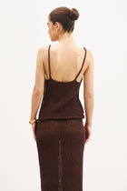 Crochet Knit Plunging Cami Top - Carob
