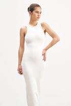 Heavy Ribbed Racer Maxi Dress - Ivory