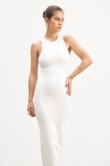 Heavy Ribbed Racer Maxi Dress - Ivory