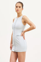 Tailored Button Down Mini Dress - Powder blue