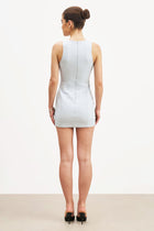 Tailored Button Down Mini Dress - Powder blue