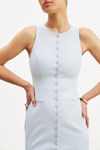 Tailored Button Down Mini Dress - Powder blue