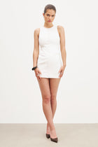 Tailored Button Down Mini Dress - White