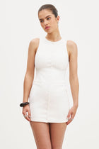 Tailored Button Down Mini Dress - White