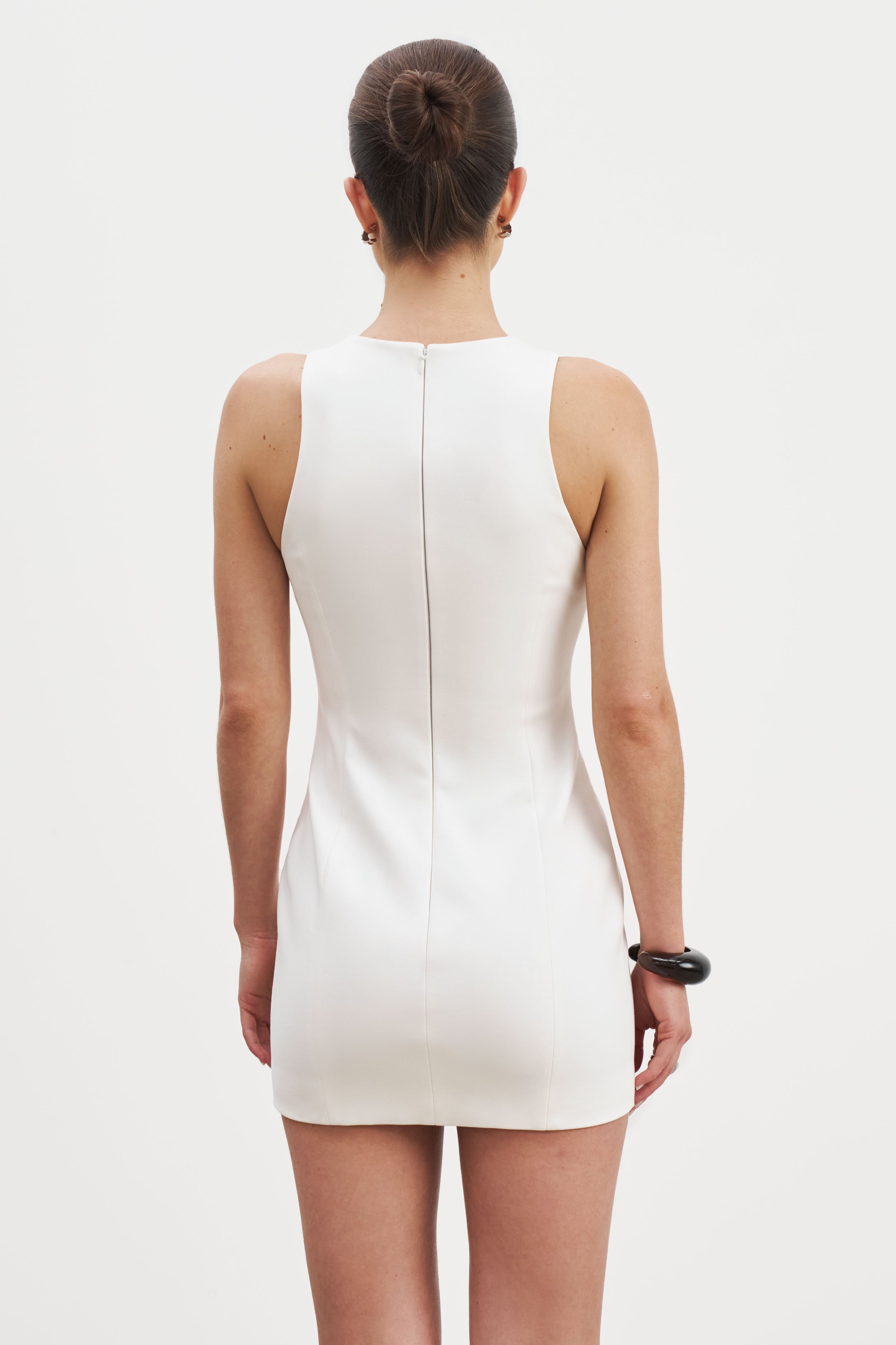 Tailored Button Down Mini Dress - White